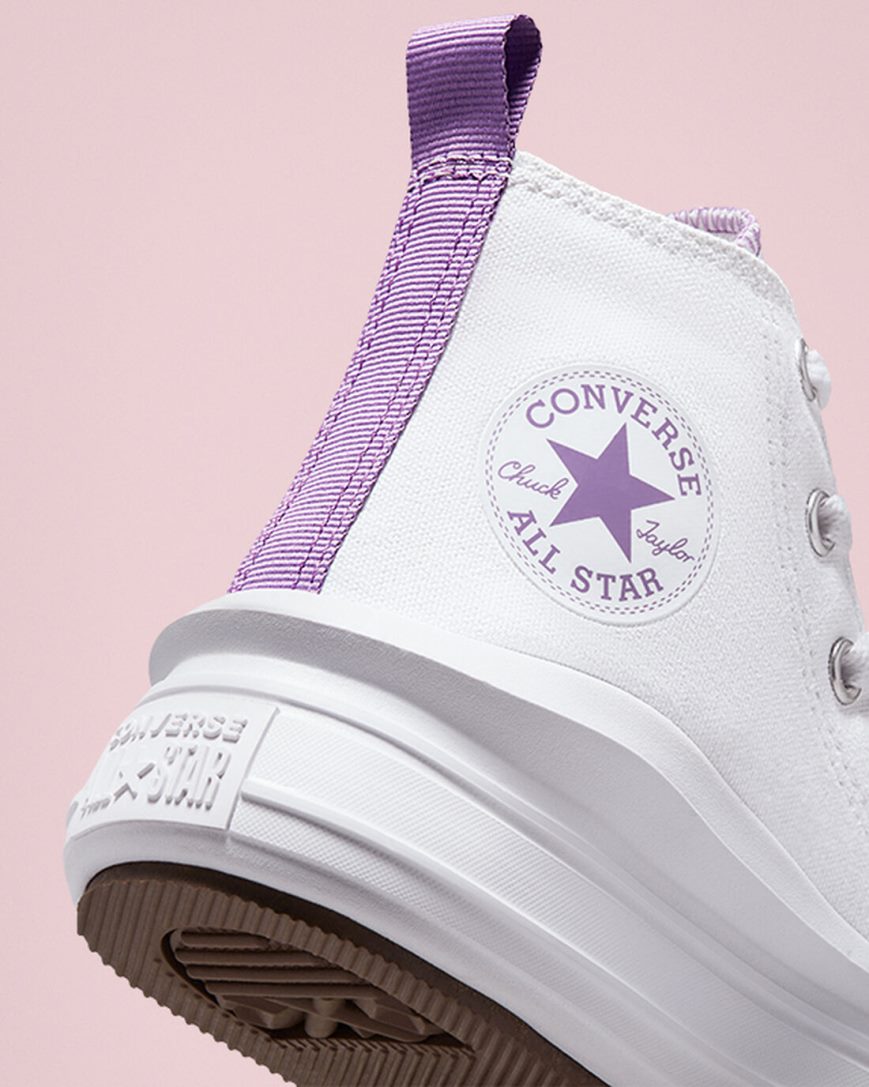 Girls' Converse Chuck Taylor All Star Move High Top Platform Shoes White / Purple / White | AU 38451Q